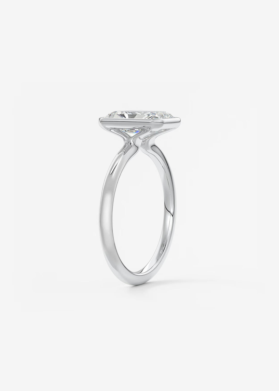 The Laurier Low Profile Radiant Cut Bezel Set Engagement Ring#material_white