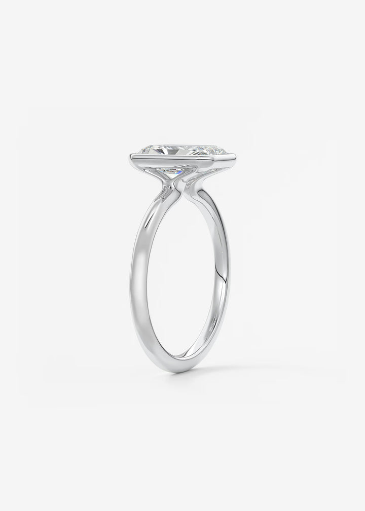 The Laurier Low Profile Radiant Cut Bezel Set Engagement Ring#material_white