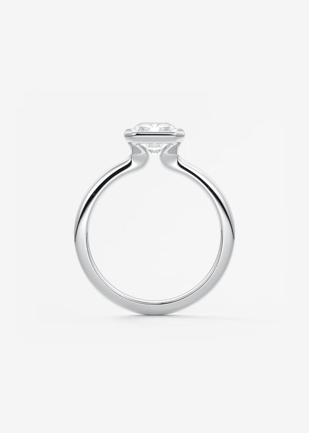 The Laurier Low Profile Radiant Cut Bezel Set Engagement Ring#material_white