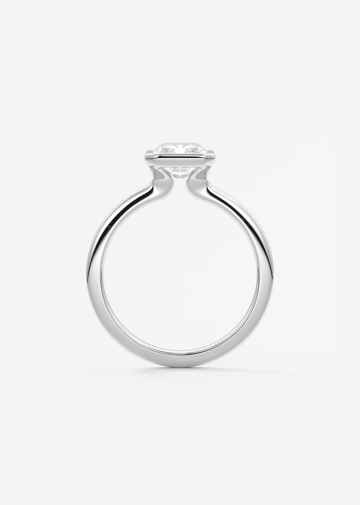 The Laurier Low Profile Radiant Cut Bezel Set Engagement Ring#material_white