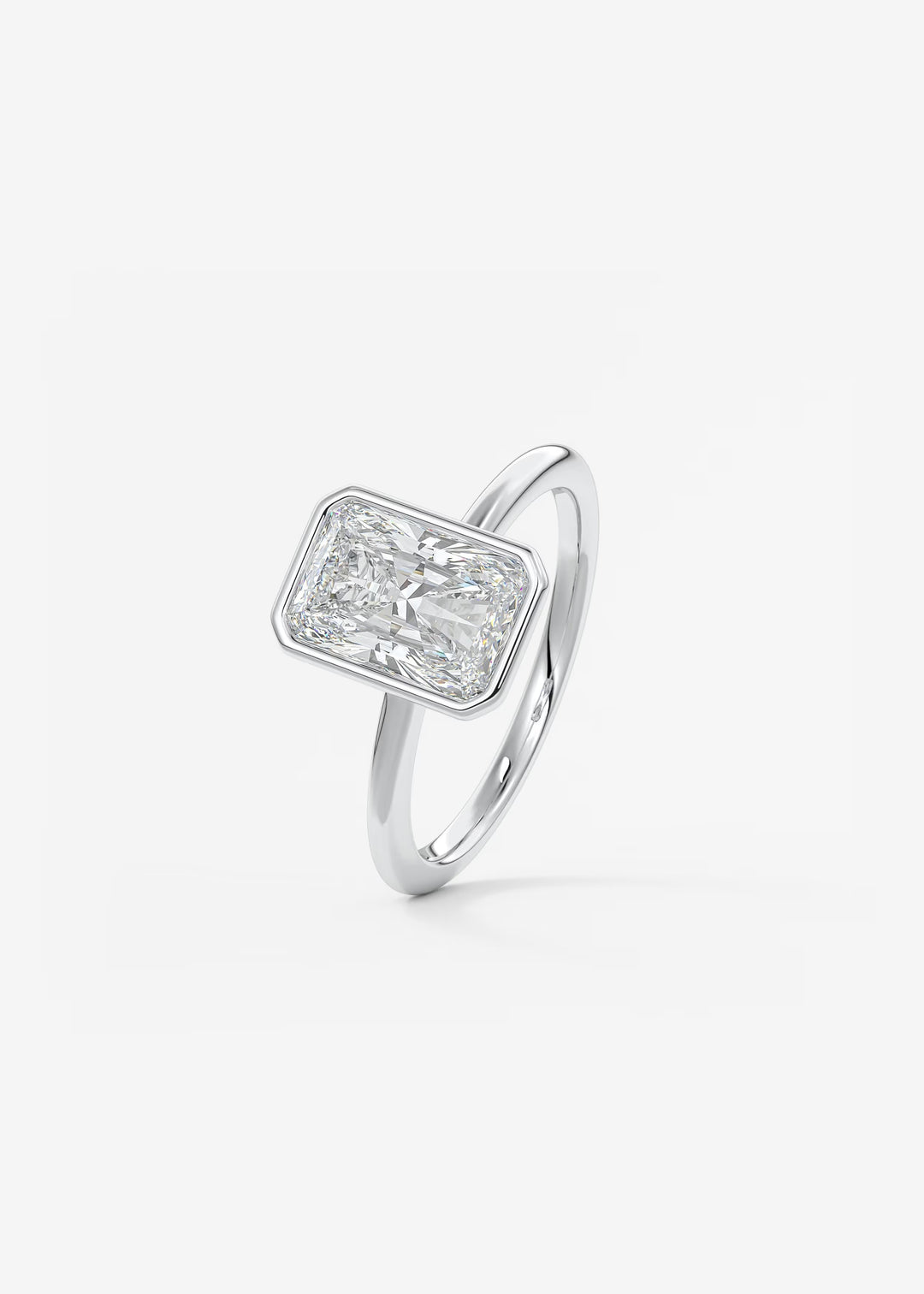The Laurier Low Profile Radiant Cut Bezel Set Engagement Ring#material_white