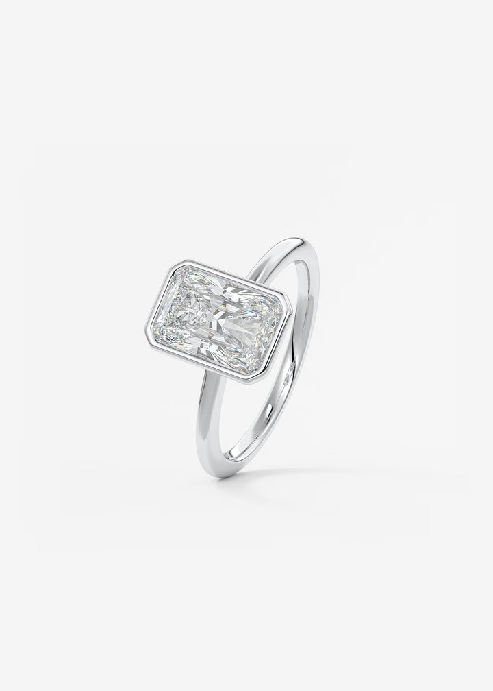 The Laurier Low Profile Radiant Cut Bezel Set Engagement Ring#material_white