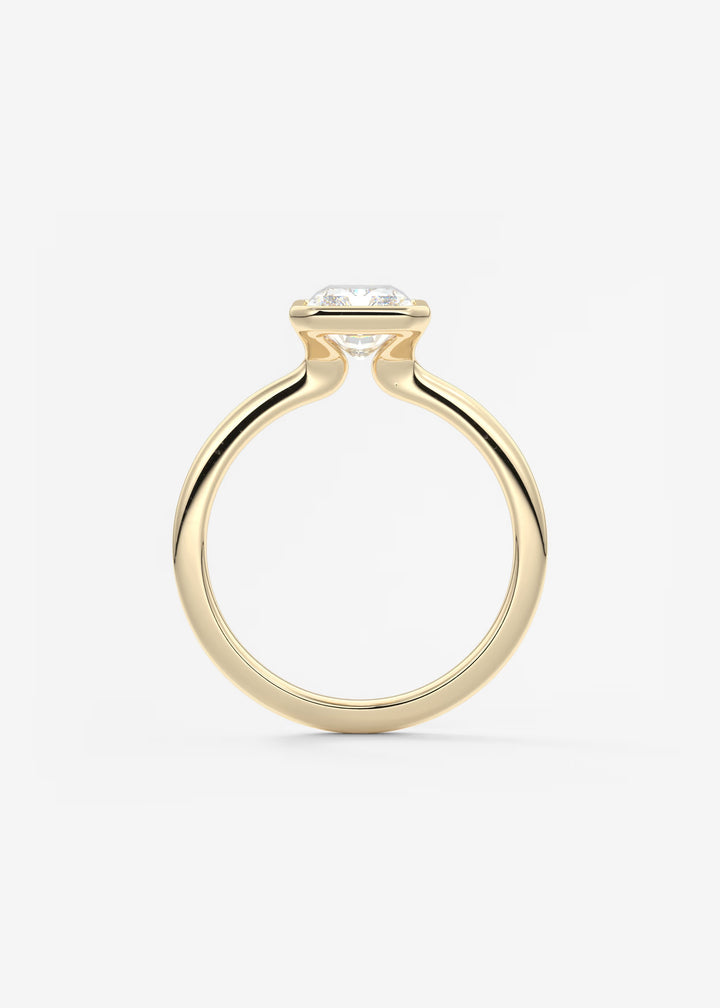 The Laurier Low Profile Radiant Cut Bezel Set Engagement Ring#material_gold