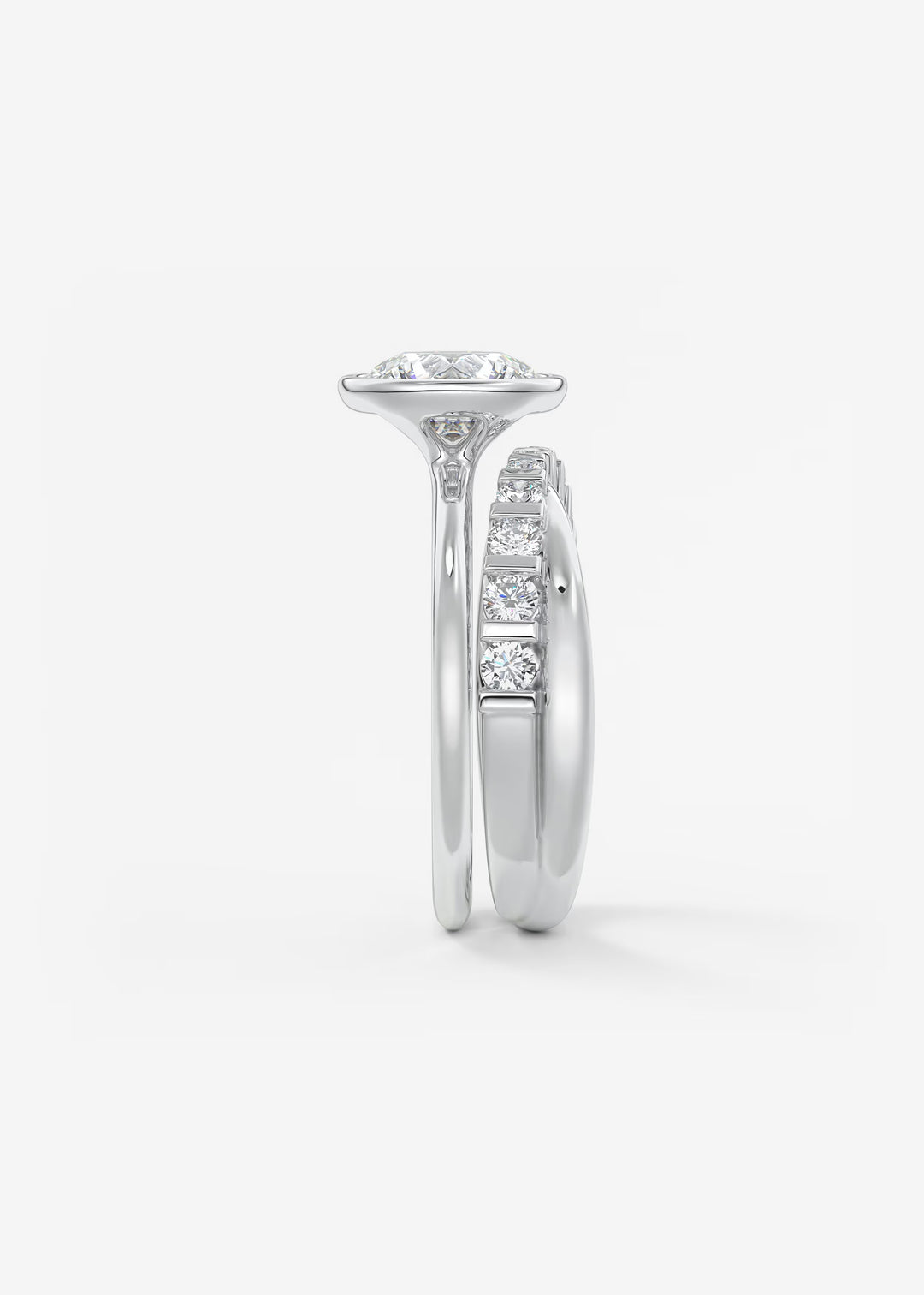 The Laurier Low Profile Bezel Set Solitaire Engagement Ring#material_white