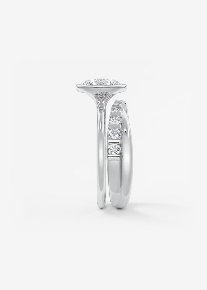 The Laurier Low Profile Bezel Set Solitaire Engagement Ring#material_white