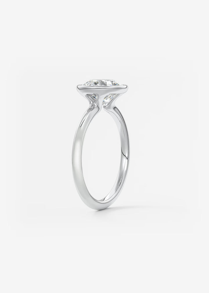 The Laurier Low Profile Bezel Set Solitaire Engagement Ring#material_white
