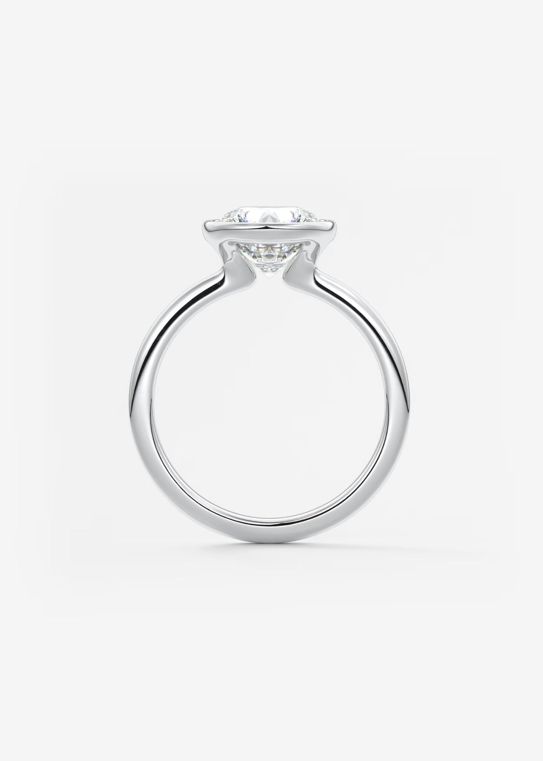 The Laurier Low Profile Bezel Set Solitaire Engagement Ring#material_white