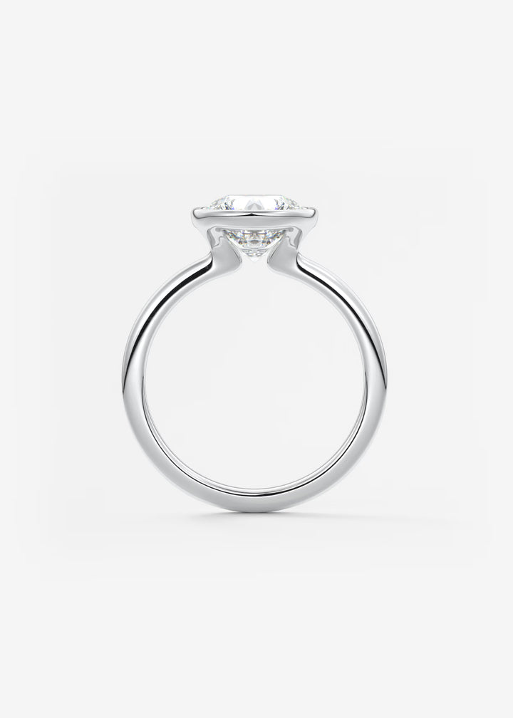 The Laurier Low Profile Bezel Set Solitaire Engagement Ring#material_white