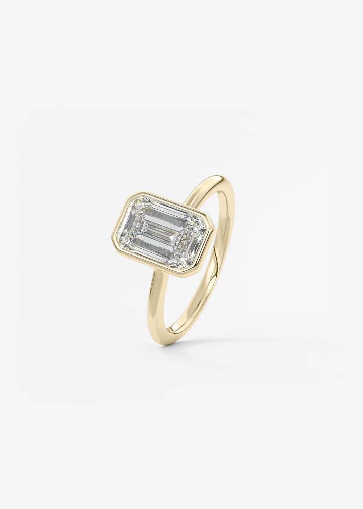 The Laurier Low Profile Emerald Cut Bezel Set Engagement Ring#material_gold