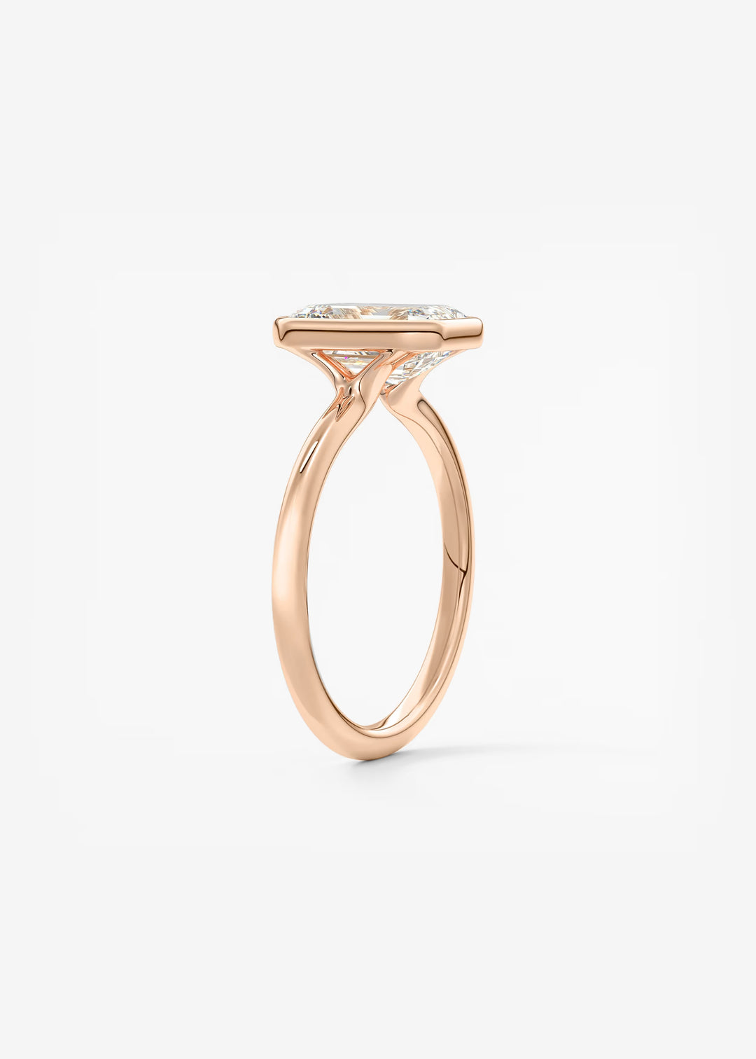 The Laurier Low Profile Emerald Cut Bezel Set Engagement Ring#material_rose