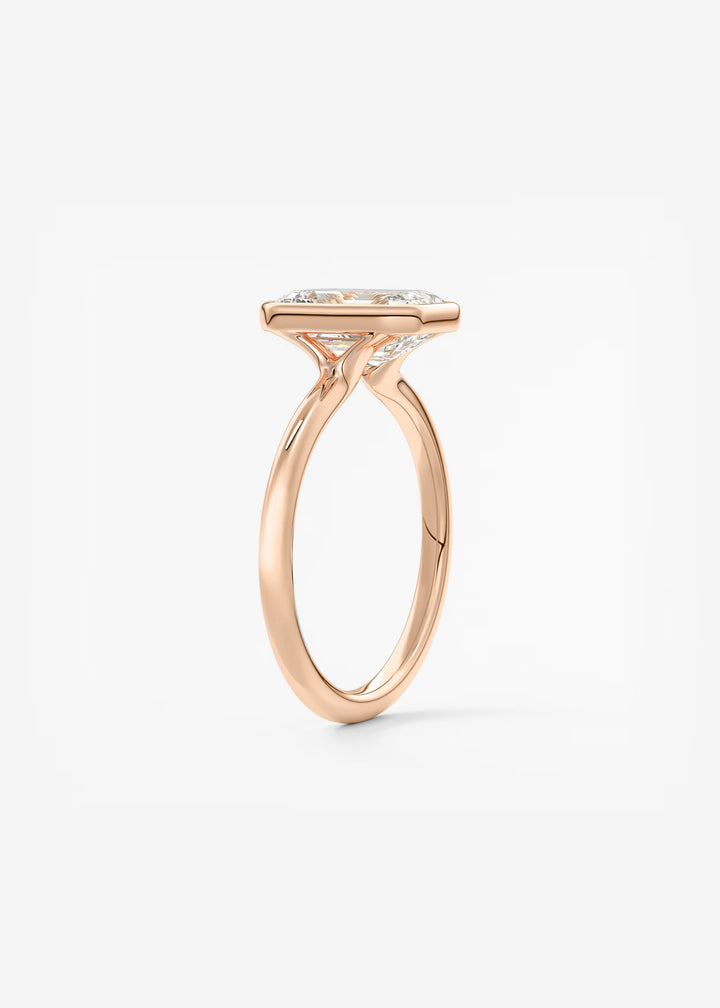 The Laurier Low Profile Emerald Cut Bezel Set Engagement Ring#material_rose