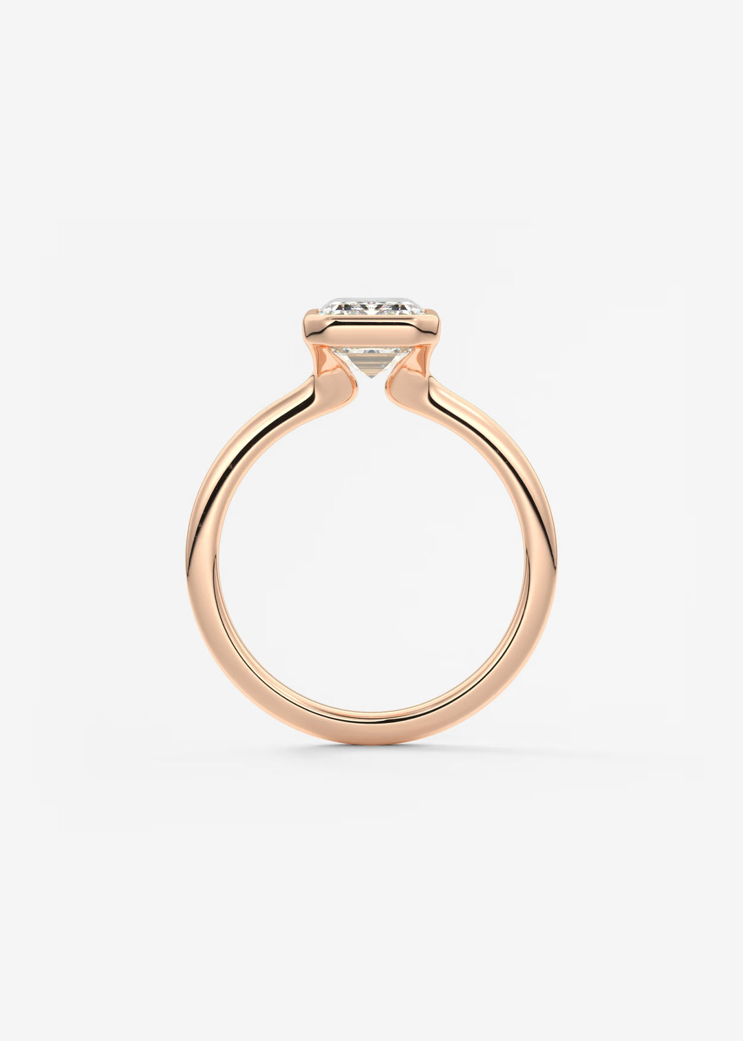 The Laurier Low Profile Emerald Cut Bezel Set Engagement Ring#material_rose