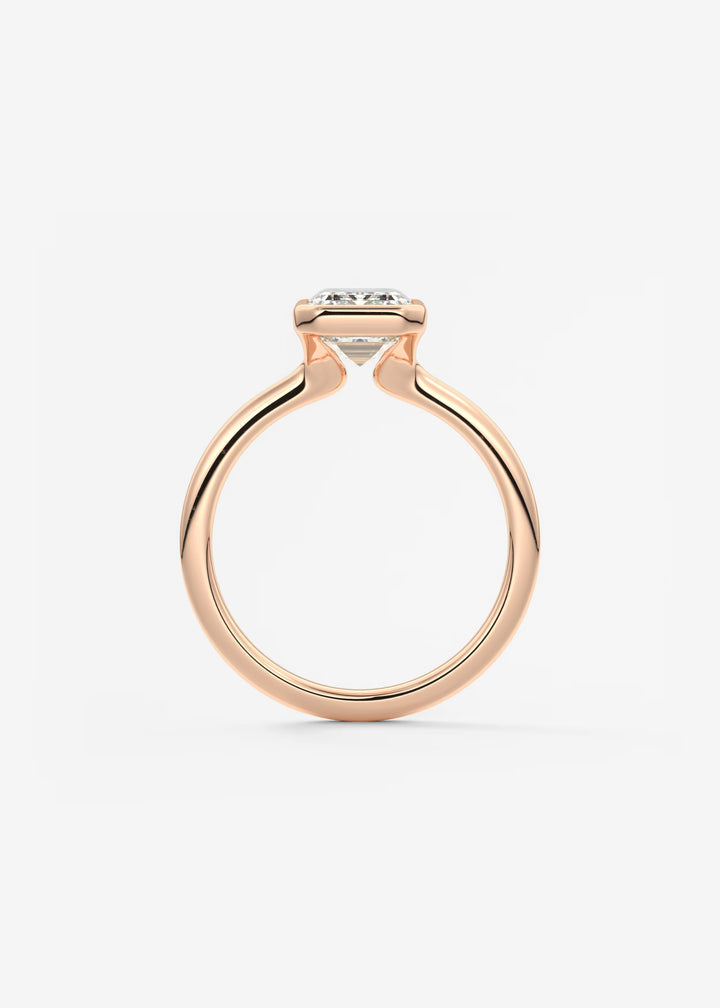 The Laurier Low Profile Emerald Cut Bezel Set Engagement Ring#material_rose
