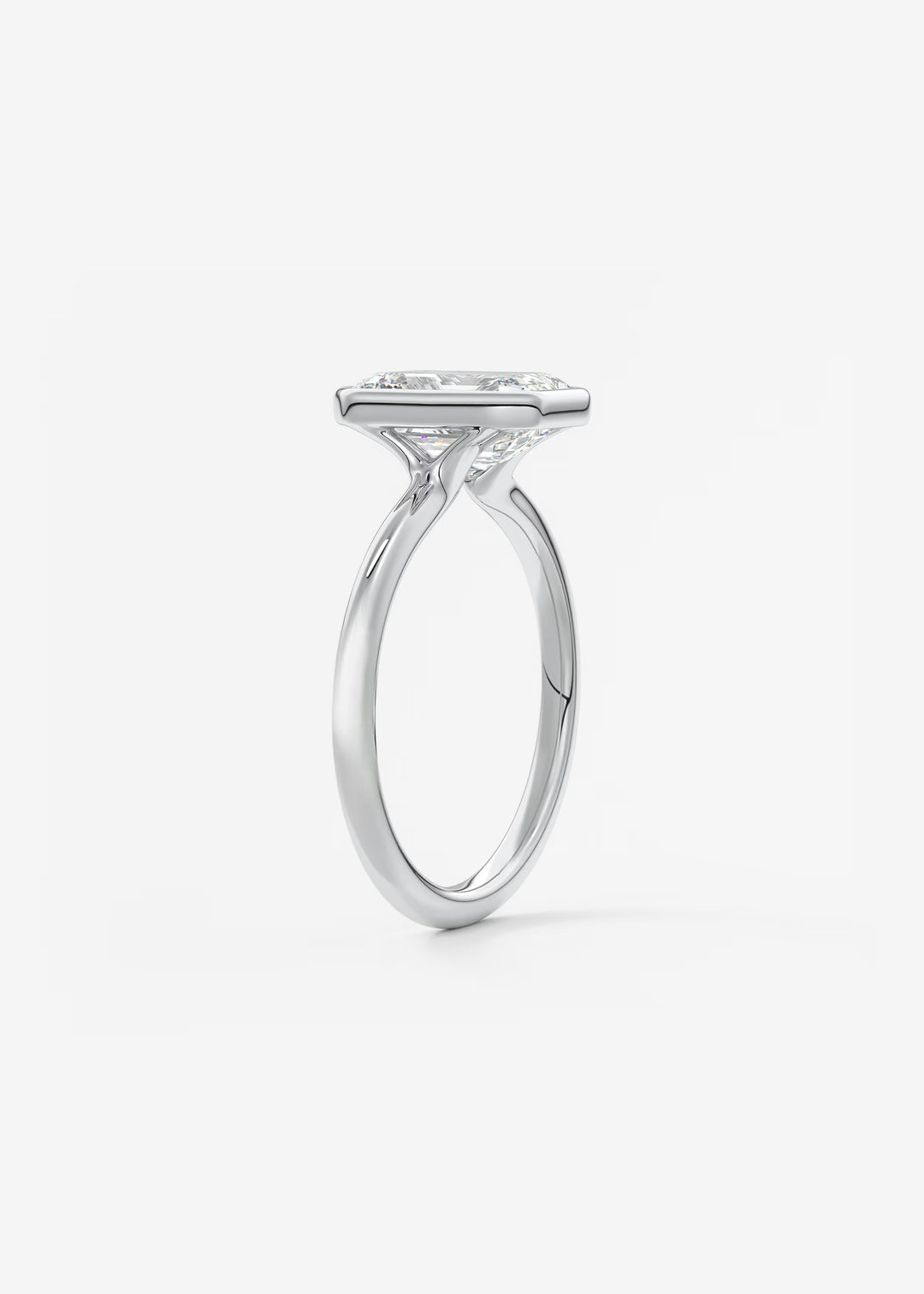 The Laurier Low Profile Emerald Cut Bezel Set Engagement Ring#material_white