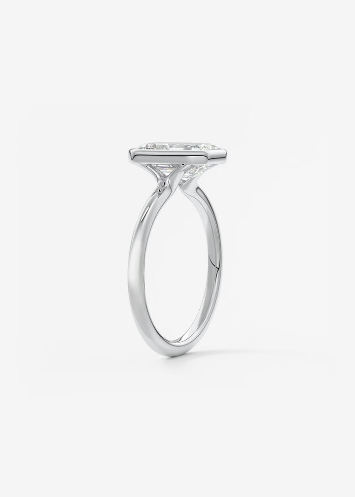 The Laurier Low Profile Emerald Cut Bezel Set Engagement Ring#material_white