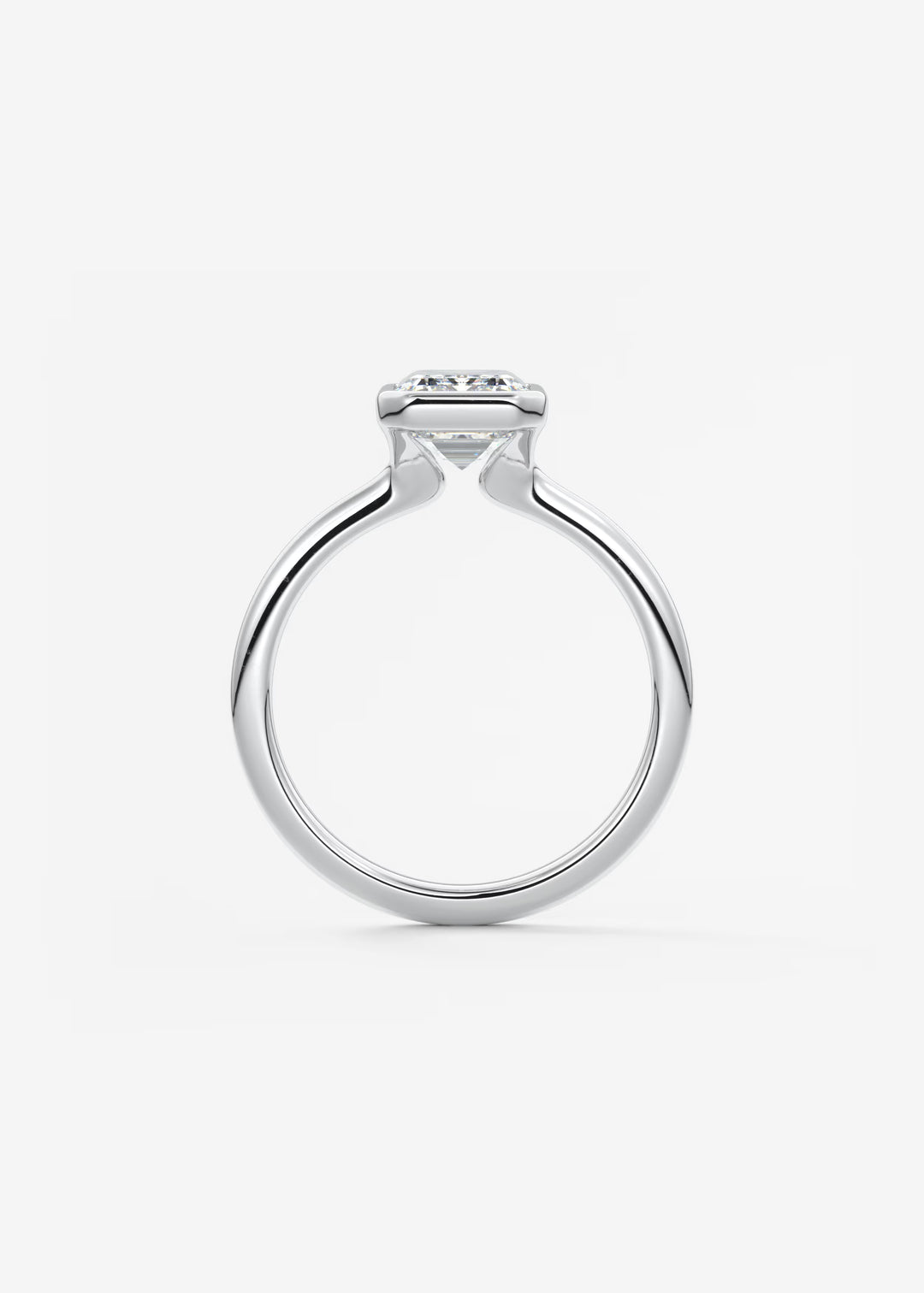 The Laurier Low Profile Emerald Cut Bezel Set Engagement Ring#material_white