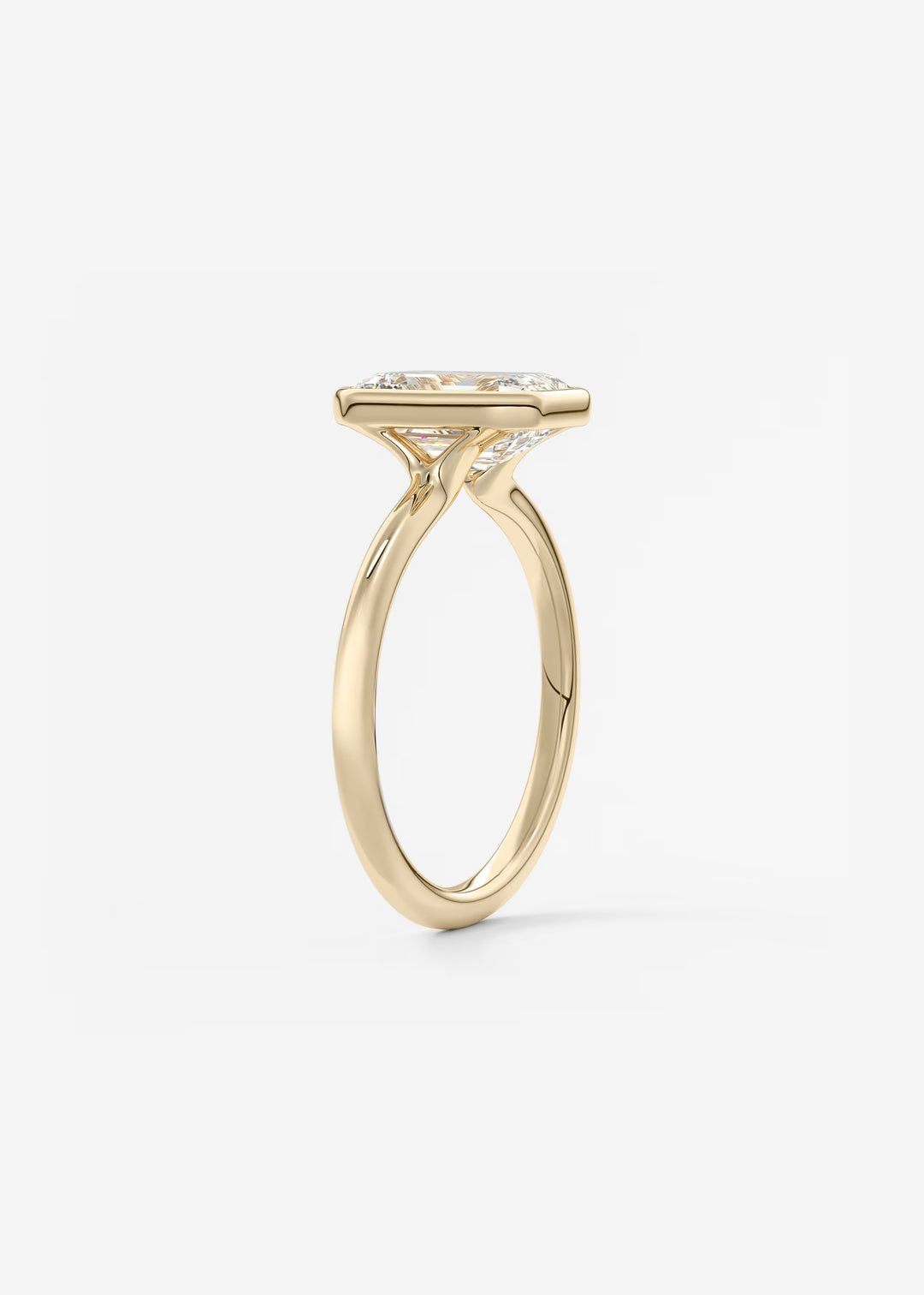 The Laurier Low Profile Emerald Cut Bezel Set Engagement Ring#material_gold