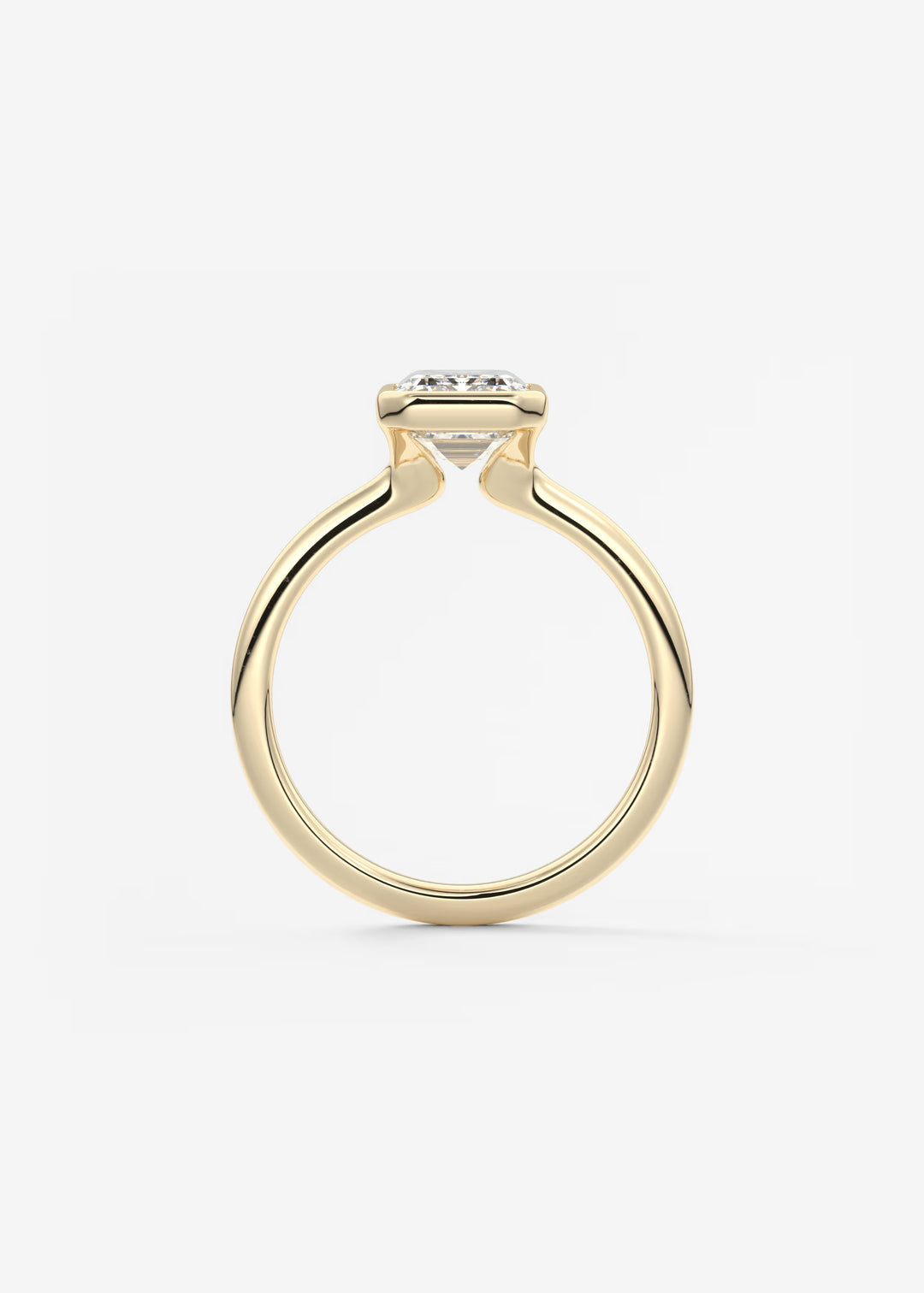 The Laurier Low Profile Emerald Cut Bezel Set Engagement Ring#material_gold
