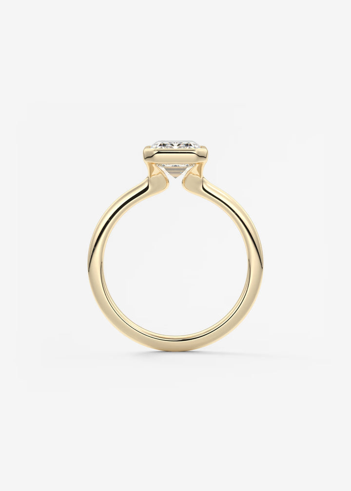 The Laurier Low Profile Emerald Cut Bezel Set Engagement Ring#material_gold