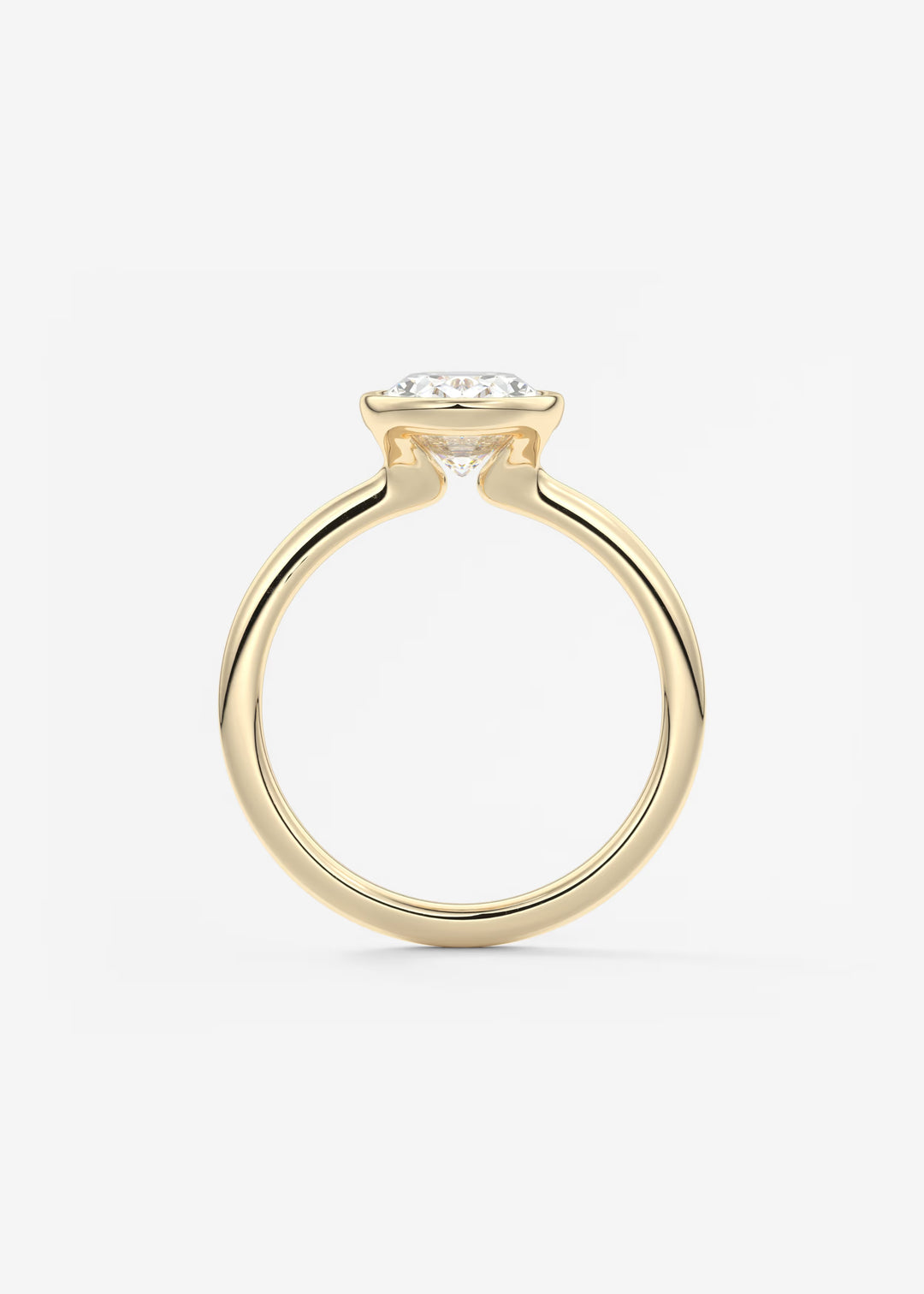 The Laurier Low Profile Oval Cut Bezel Set Engagement Ring#material_gold