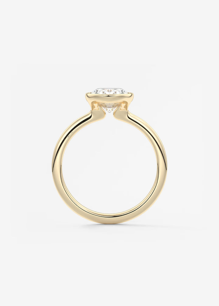 The Laurier Low Profile Oval Cut Bezel Set Engagement Ring#material_gold