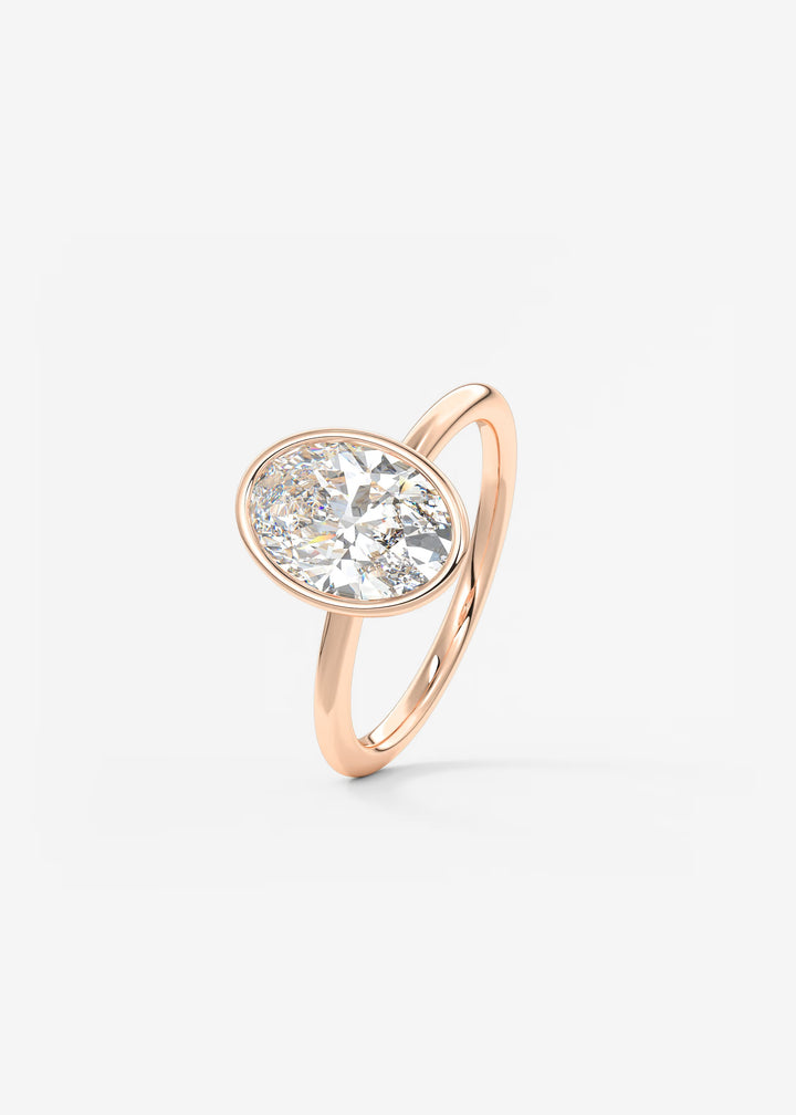 The Laurier Low Profile Oval Cut Bezel Set Engagement Ring#material_rose