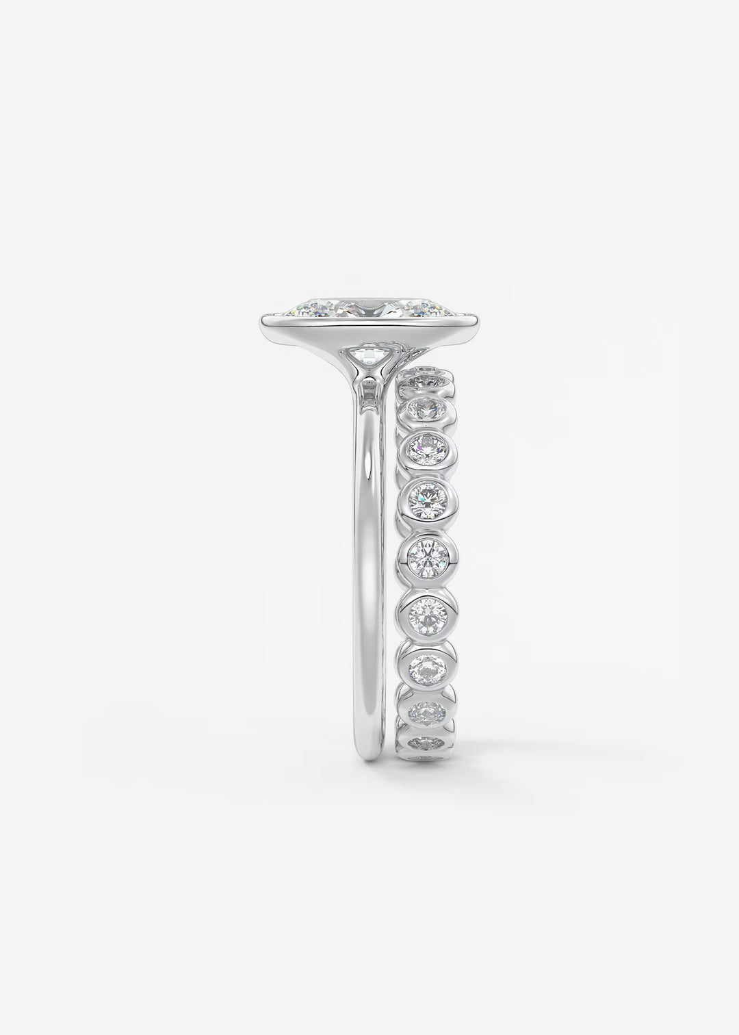 The Laurier Low Profile Oval Cut Bezel Set Engagement Ring#material_white