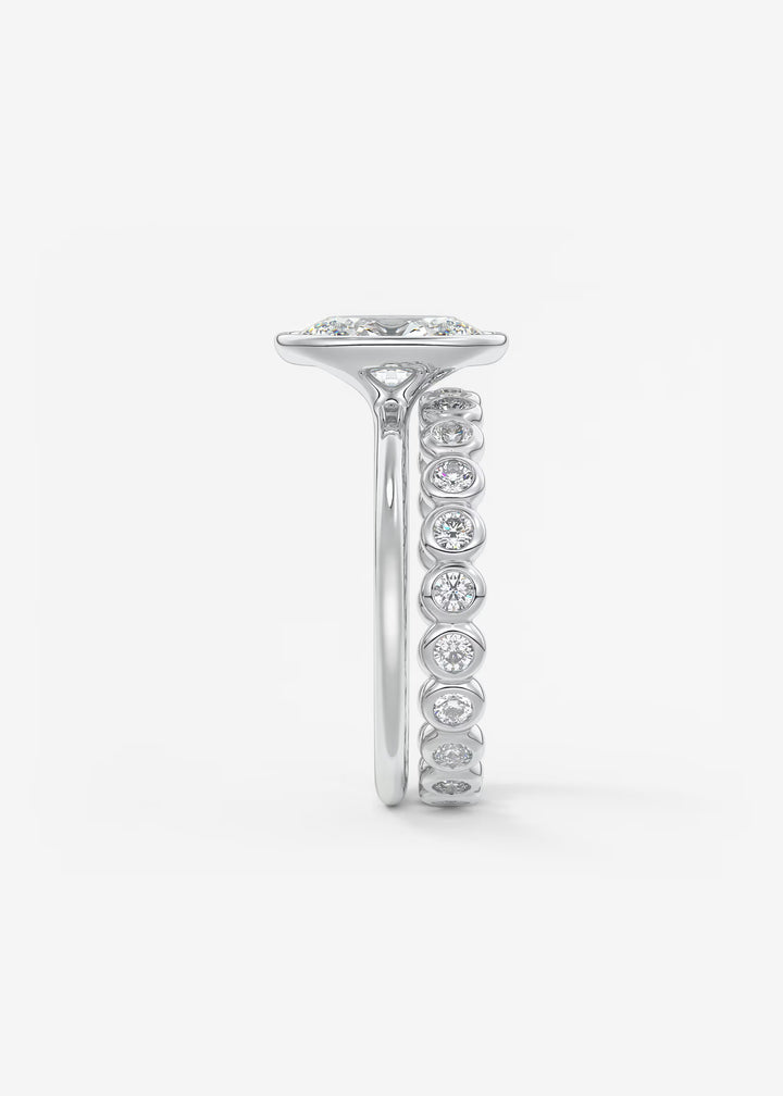 The Laurier Low Profile Oval Cut Bezel Set Engagement Ring#material_white