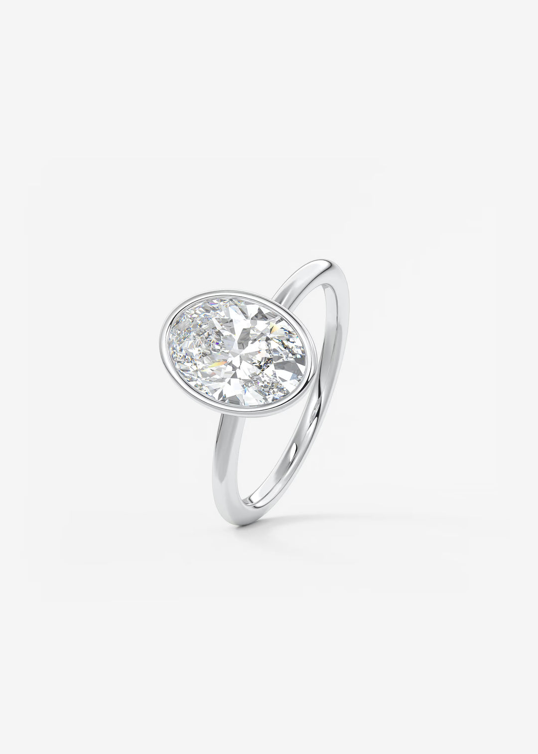 The Laurier Low Profile Oval Cut Bezel Set Engagement Ring#material_white