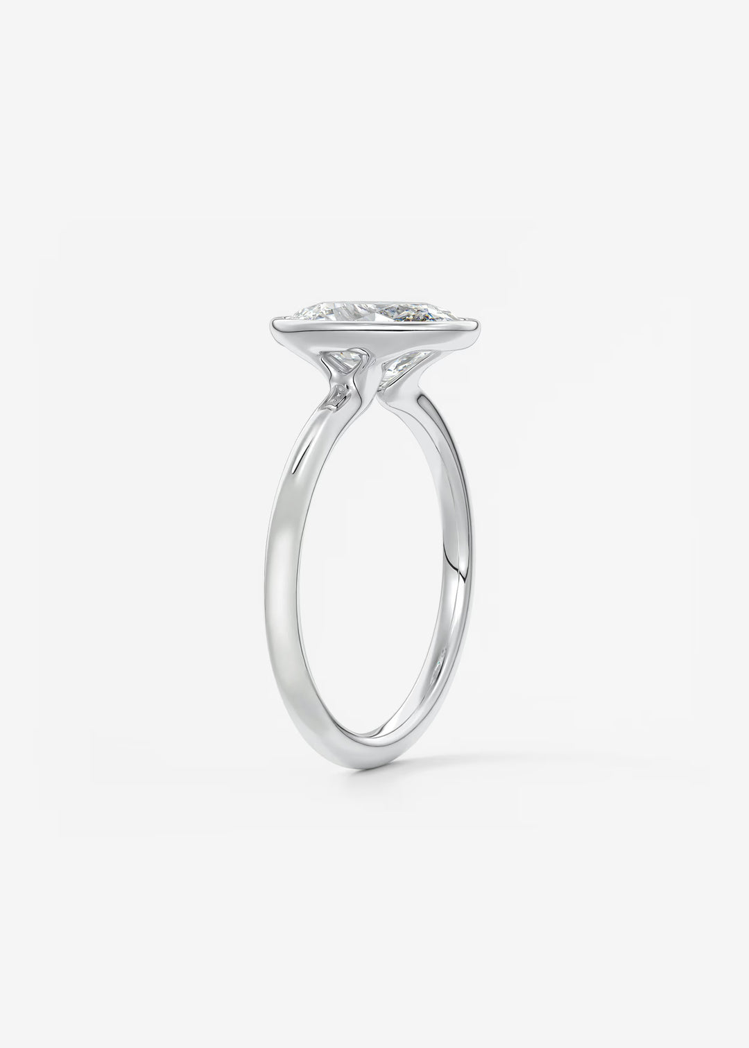 The Laurier Low Profile Oval Cut Bezel Set Engagement Ring#material_white