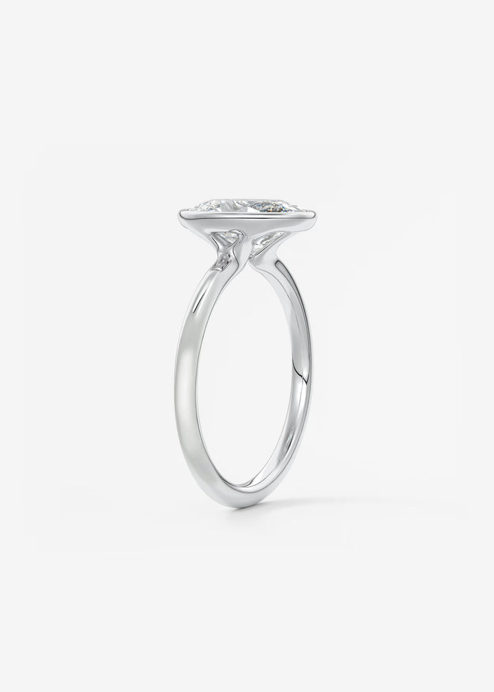 The Laurier Low Profile Oval Cut Bezel Set Engagement Ring#material_white