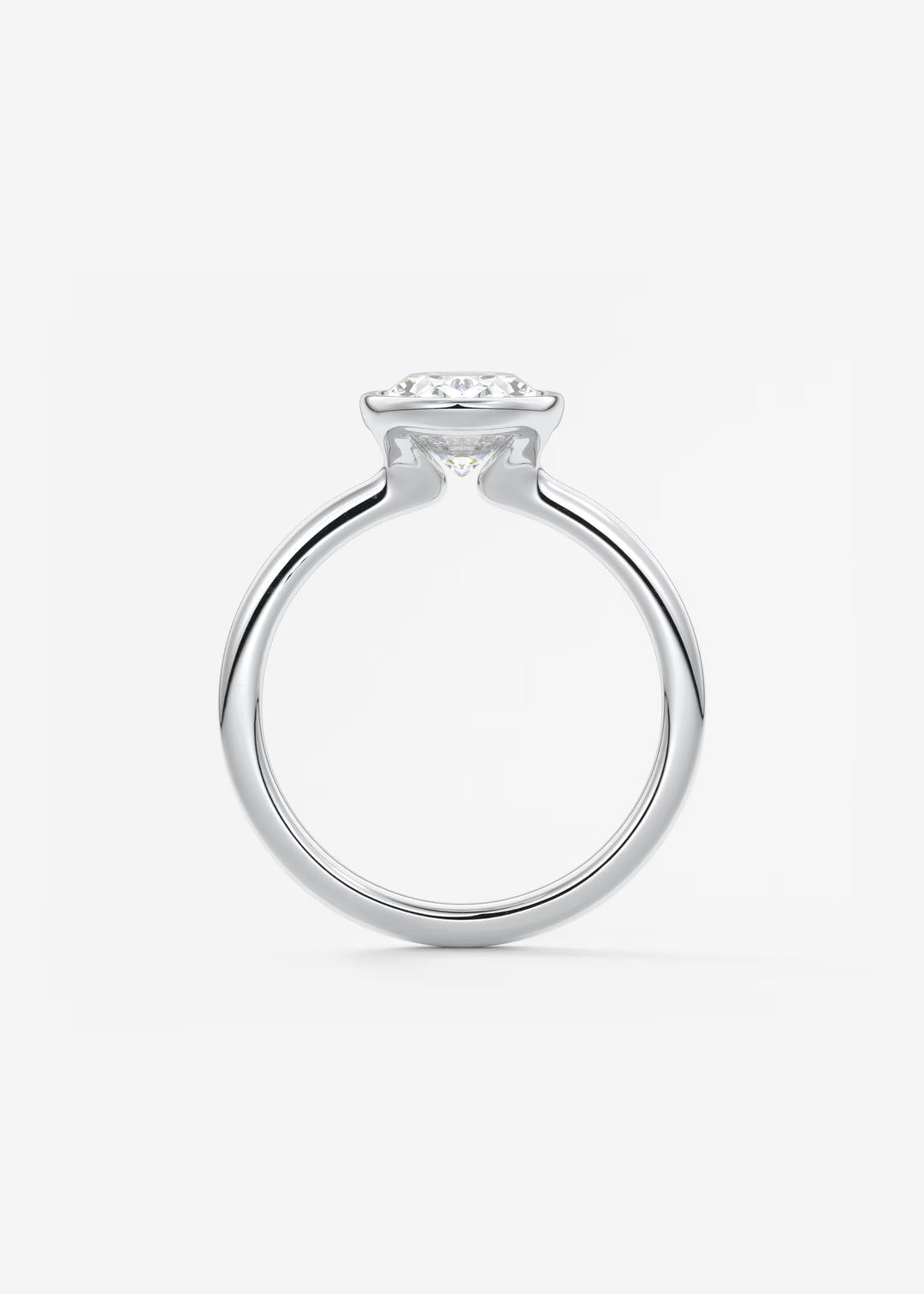 The Laurier Low Profile Oval Cut Bezel Set Engagement Ring#material_white