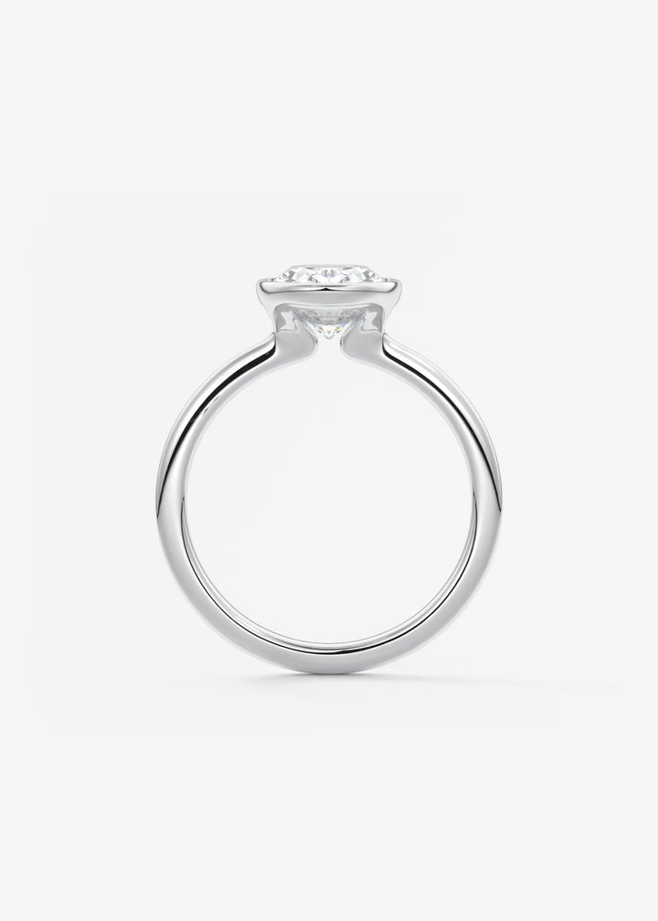 The Laurier Low Profile Oval Cut Bezel Set Engagement Ring#material_white