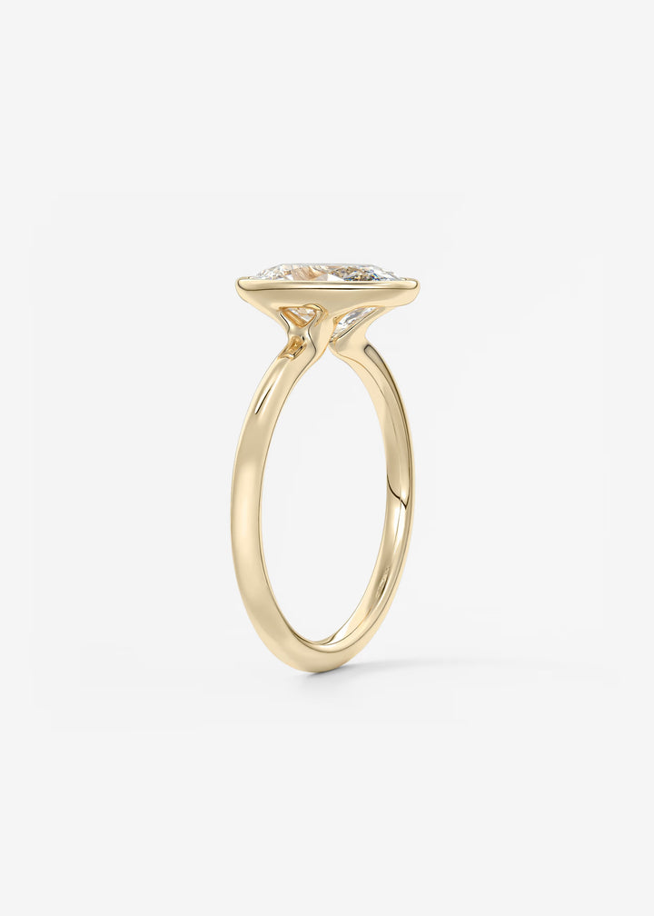The Laurier Low Profile Oval Cut Bezel Set Engagement Ring#material_gold