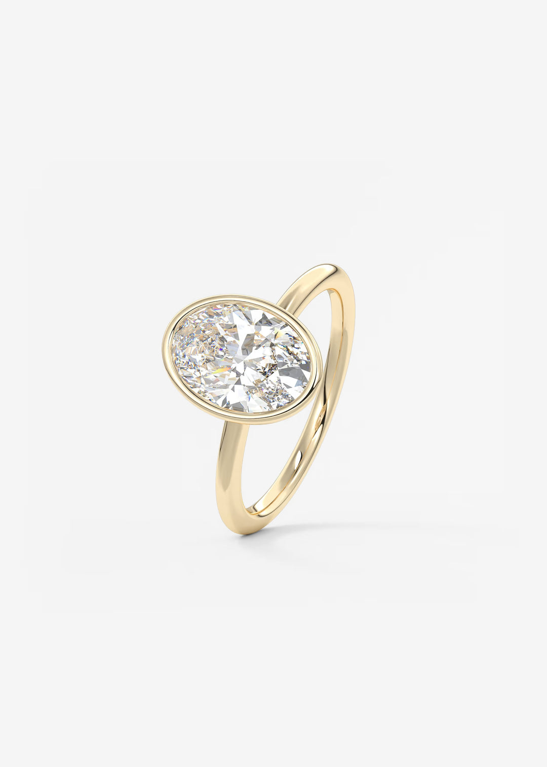 The Laurier Low Profile Oval Cut Bezel Set Engagement Ring#material_gold