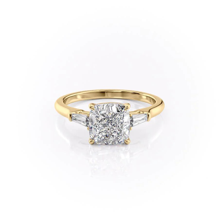 The Leona Set With Cushion Solitaire Lab Diamond 1 Carat 14K Gold#material_14k-gold