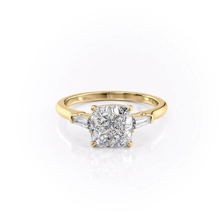 The Leona Set With Cushion Solitaire Lab Diamond 1 Carat 14K Gold#material_14k-gold