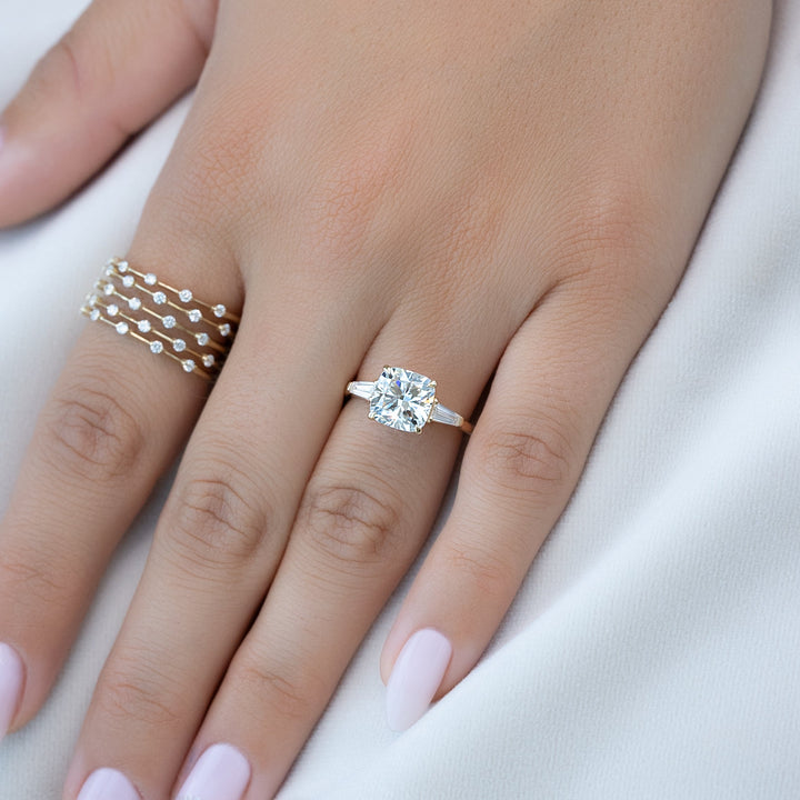 The Leona Set With Cushion Solitaire Moissanite#material_14k-gold