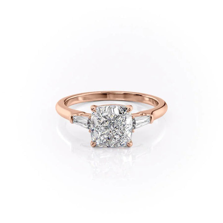 The Leona Set With Cushion Solitaire Lab Diamond 1 Carat 14K Rose#material_14k-rose