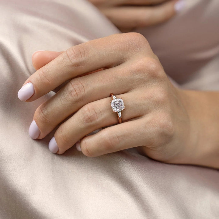 The Leona Set With Cushion Solitaire Moissanite#material_14k-rose