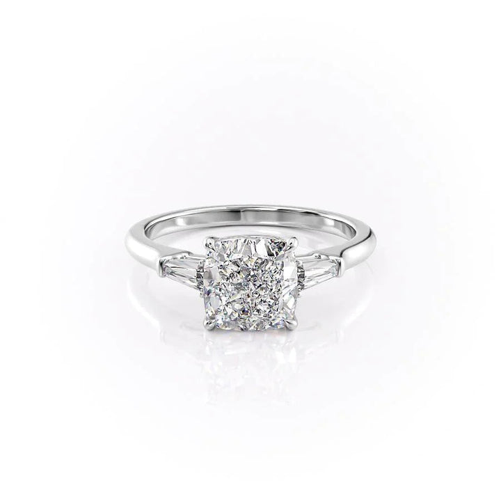 The Leona Set With Cushion Solitaire Moissanite#material_14k-white