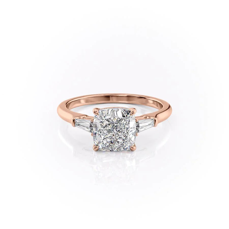 The Leona Set With Cushion Solitaire Moissanite#material_18k-rose