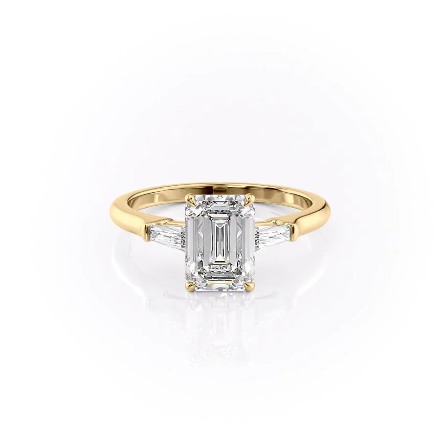 The Leona Set With Emerald Solitaire Moissanite#material_14k-gold