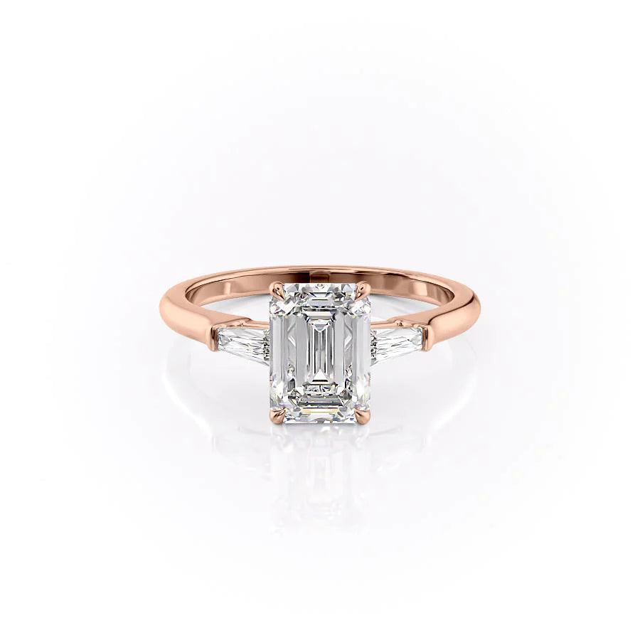 The Leona Set With Emerald Solitaire Moissanite#material_14k-rose