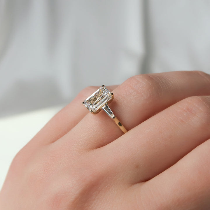 The Leona Emerald Lab Diamond Moissanite Engagement Ring *Shown with 3 ct #material_gold