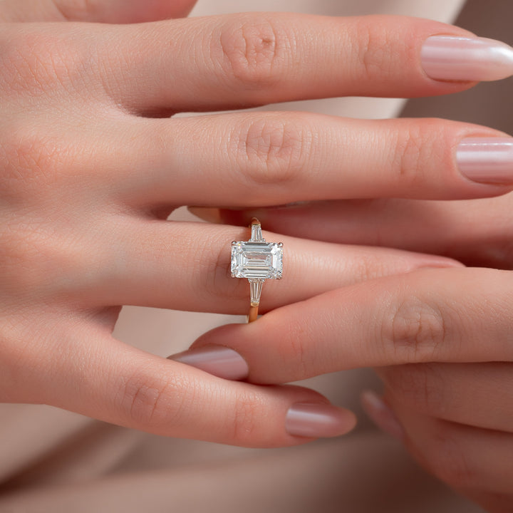 The Leona Emerald Lab Diamond Moissanite Engagement Ring *Shown with 3 ct #material_gold