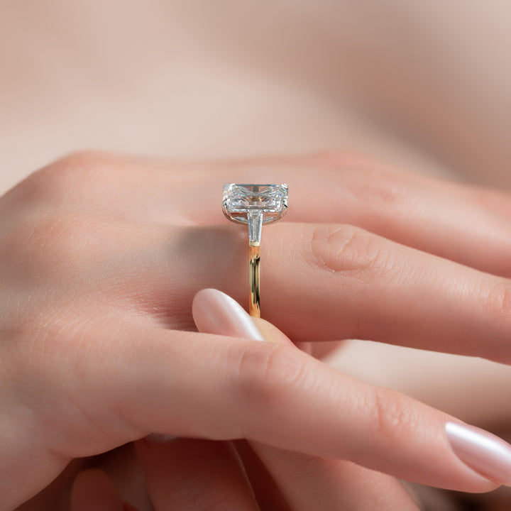 The Leona Emerald Lab Diamond Moissanite Engagement Ring *Shown with 3 ct #material_gold