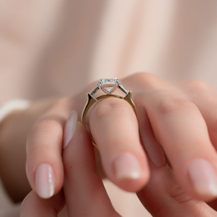 The Leona Emerald Lab Diamond Moissanite Engagement Ring *Shown with 3 ct #material_gold