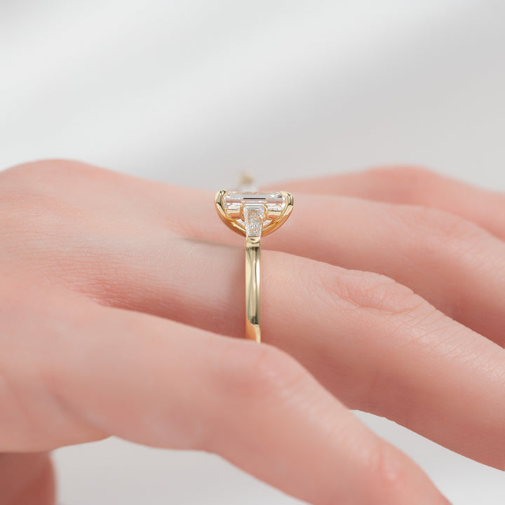 The Leona Emerald Lab Diamond Moissanite Engagement Ring *Shown with 2.5 ct #material_gold