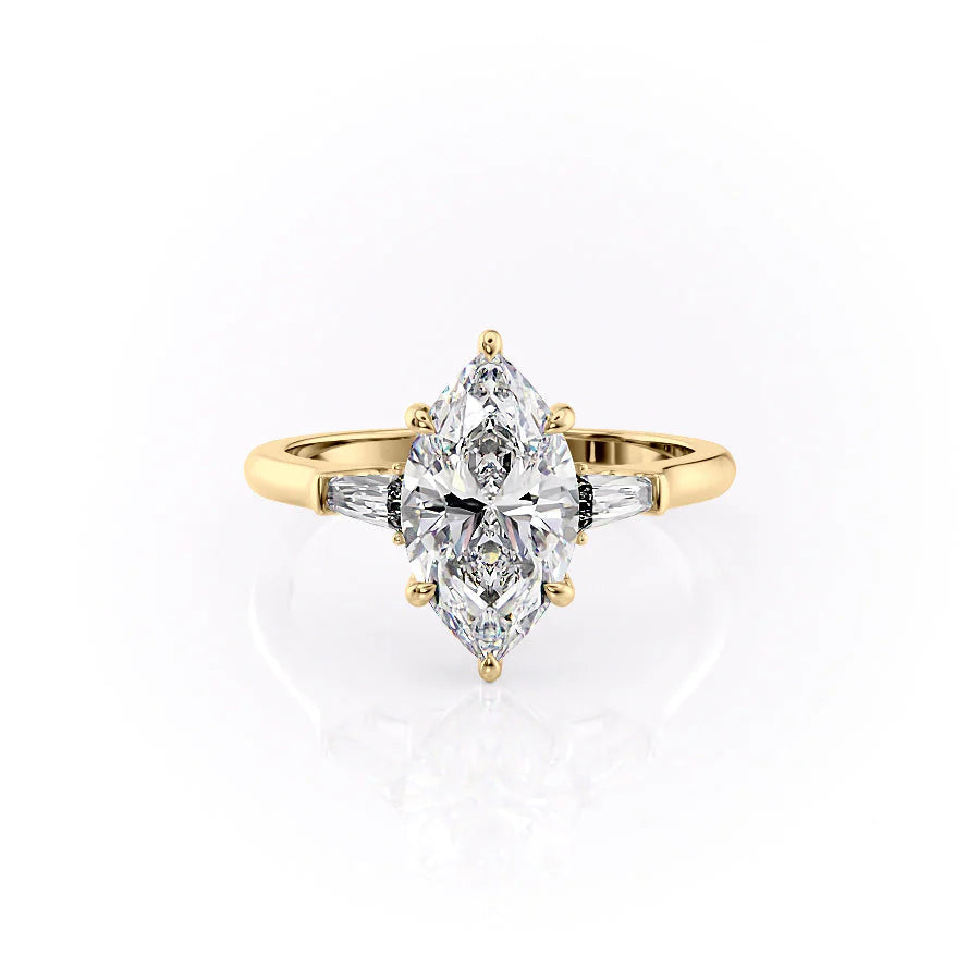 The Leona Set With Marquise Solitaire Lab Diamond 1 Carat 14K Gold#material_14k-gold